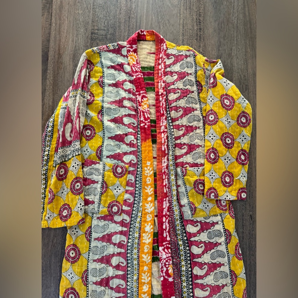 Kantha Kimono Robe Reversible - Picture 2 of 8